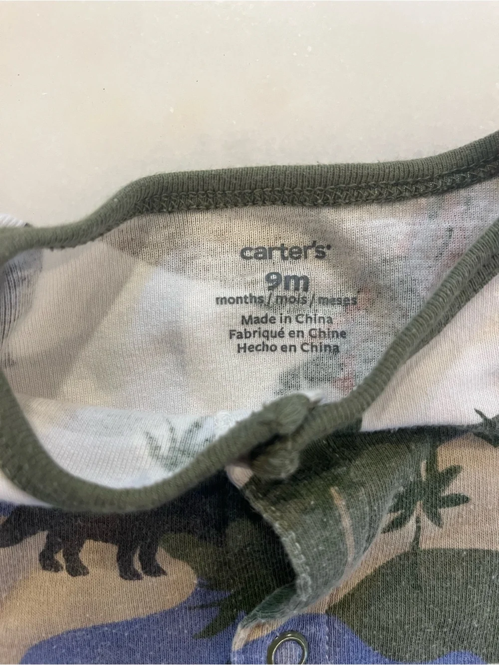 Carter's Dinosaur Camo Short-Sleeve One-Piece Romper - Green, Blue, Tan